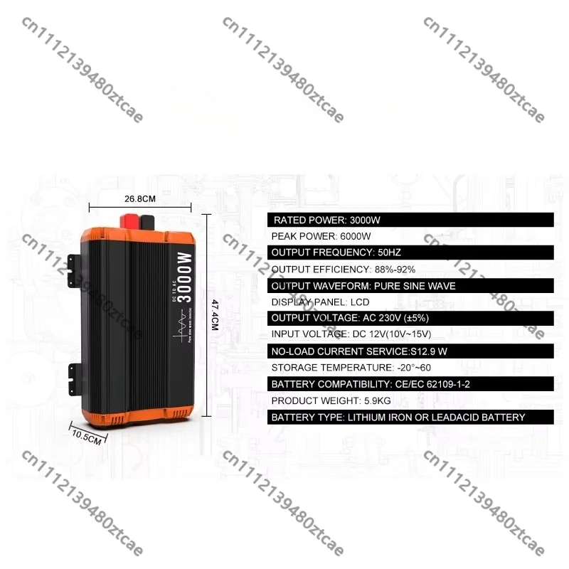 

Custom 3000W Pure Sine Wave Inverter Single 220V Output Solar Battery Compatible Off Grid Home Power System