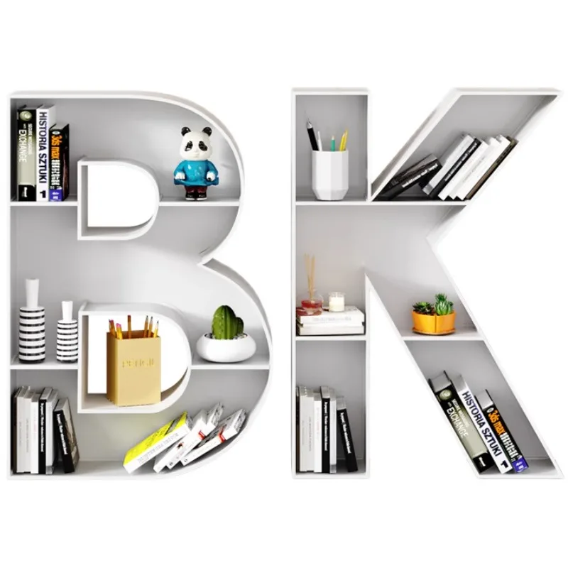 Bibliothèque avec lettres de l'alphabet – Bibliothèque présentoir en métal, autoportante/montée au mur, A-Z personnalisée pour chambre d'enfants, école et bibliothèque