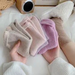 Pure Color Warm Winter Socks Angora Rabbit Hair Female Thickening Wool Socks Cotton Socks Rabbit Wool Winter