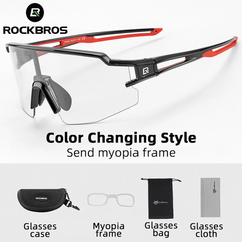 ROCKBROS Photochromic Cycling Bike Glasses Polarized Built-in Myopia Frame Sports Sunglasses Glasses Cycling Eyewear Goggle