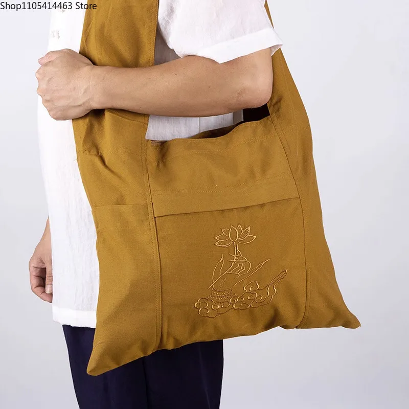 Waterproof Canvas Monk Bag - Haiqing Robe Carrier & Lay Buddhist Backpack for Temple Travel