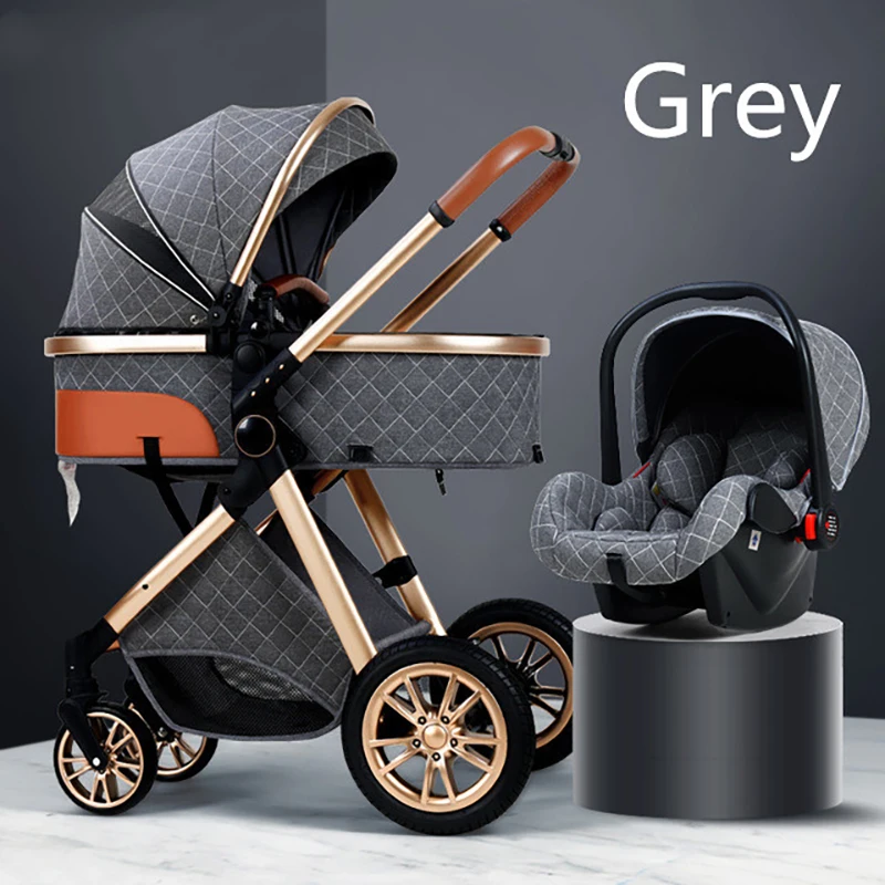 Baby Strollers can Sit or Lie Down Two-way High Landscape Folding Shock-absorbing with Safety Carrycot 2 in 1 Newborn Stroller