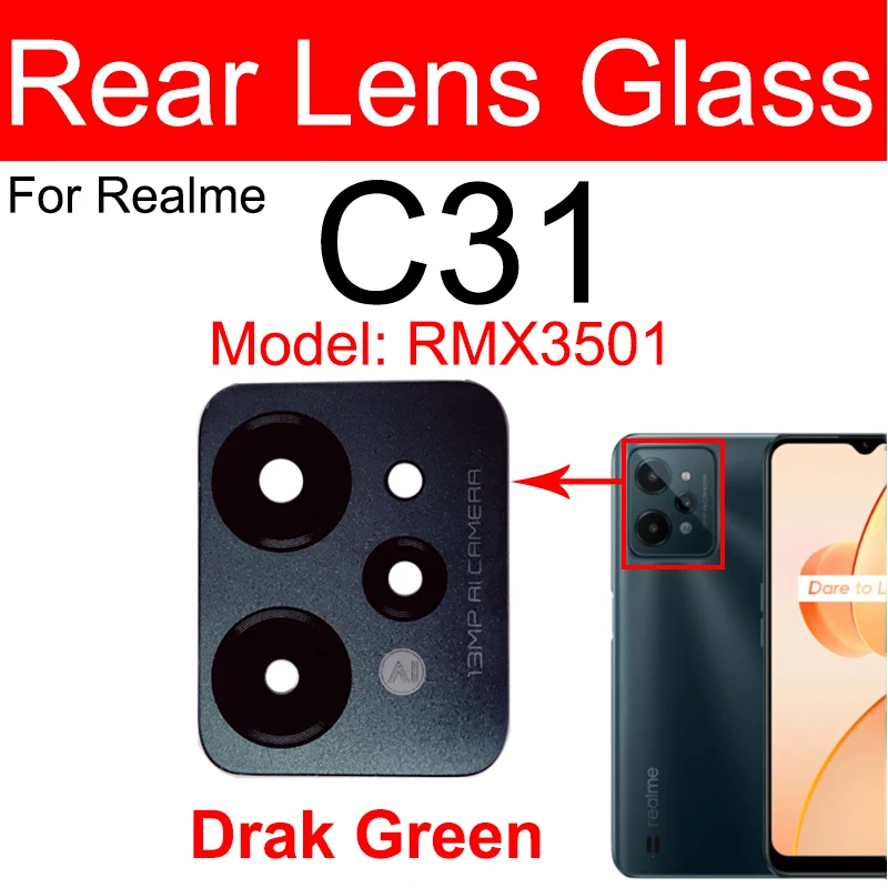 For Realme C53 C55 C35 C33 C31 C30 C30S Back Camera Lens Glass Rear Camera Lens Glass with Sticker Repair Parts