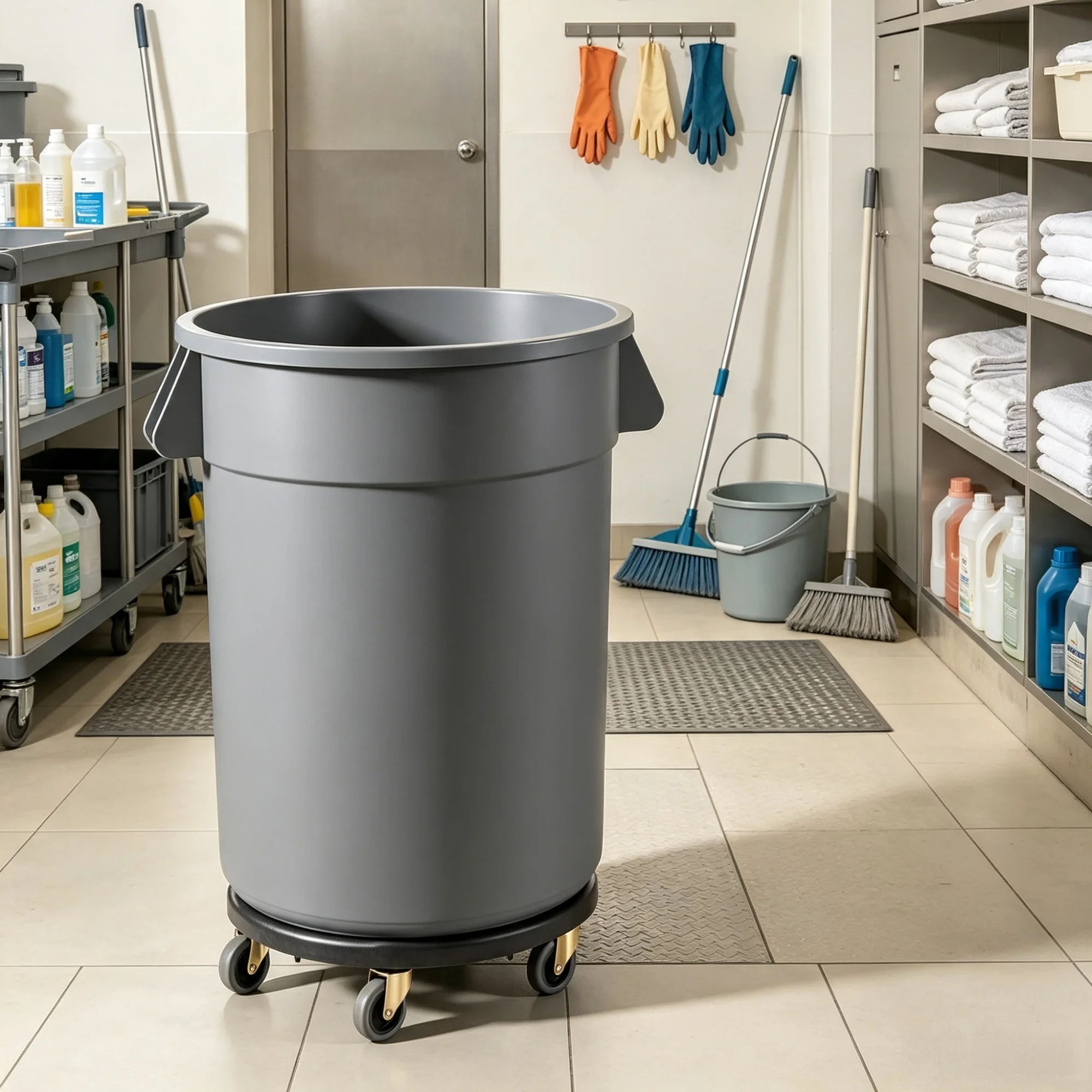  500lbs Heavy Duty Trash Can Dolly (2-Pack), Round Roller Base with 4 Lockable Wheels for 20, 32, 44, 55 Gallon Cans(Excluding Trash Cans)