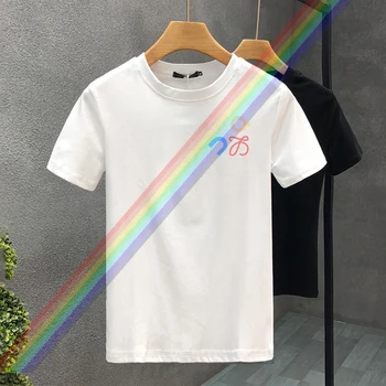 남녀공용 면 레터 프린팅 커플 티, 하라주쿠 반팔 티셔츠, 아시안 사이즈 S-5XL, 럭셔리 브랜드, 2024 년 여름 신상