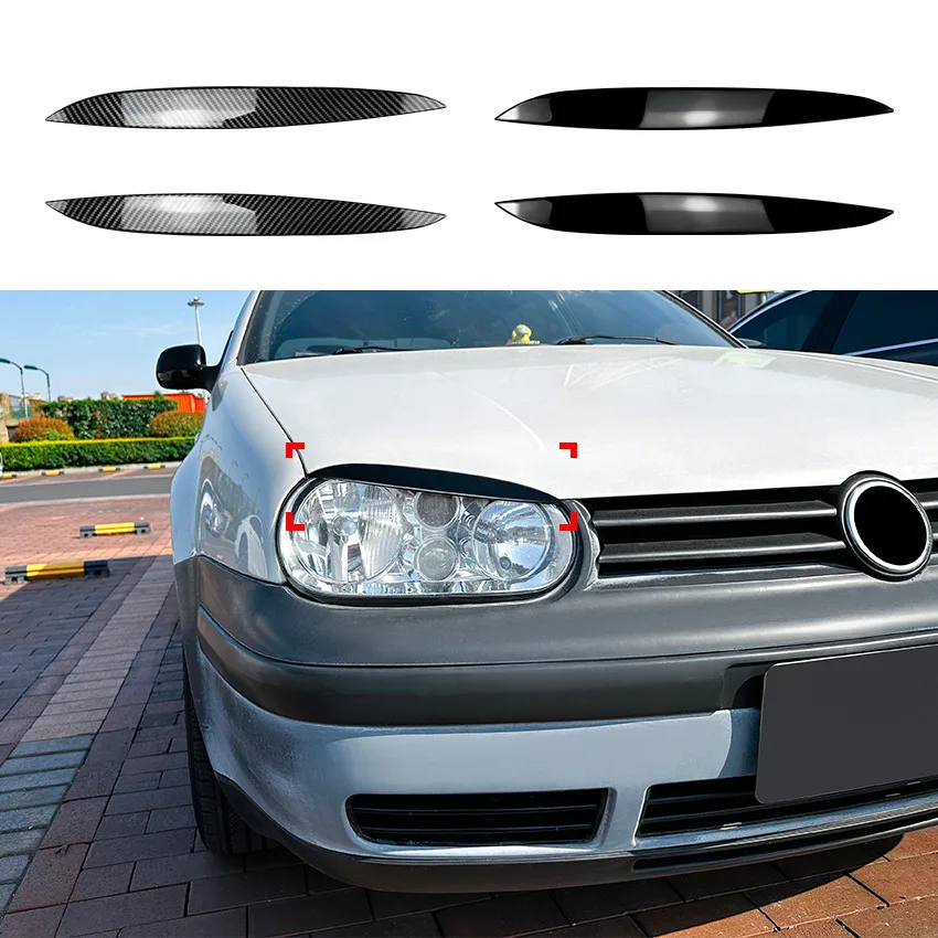 Car Front Headlight Eyebrow Eyelids Stickers For VW Golf 4 MK4 1997 1998 1999 2000 2001 2002 2003 2004 2005 Gloss Black