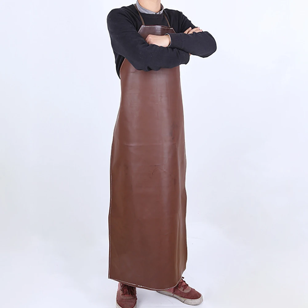 Faux Leather Oil Proof Waterproof Apron Kitchen Accessories Adult Lengthen Work Shop Unisex Hang Neck Dirt Resistant Apron