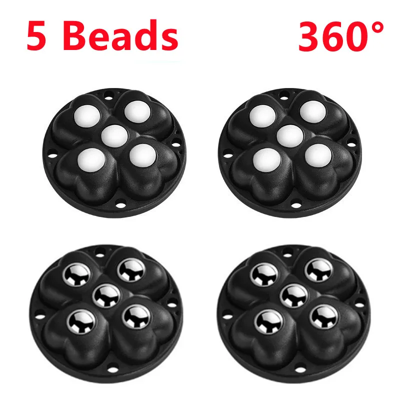 4Pcs Self Adhesive Caster Wheels Super Load-bearing 5 Beads Universal 360° Rotating Wheels For Home Appliances Storage Boxes