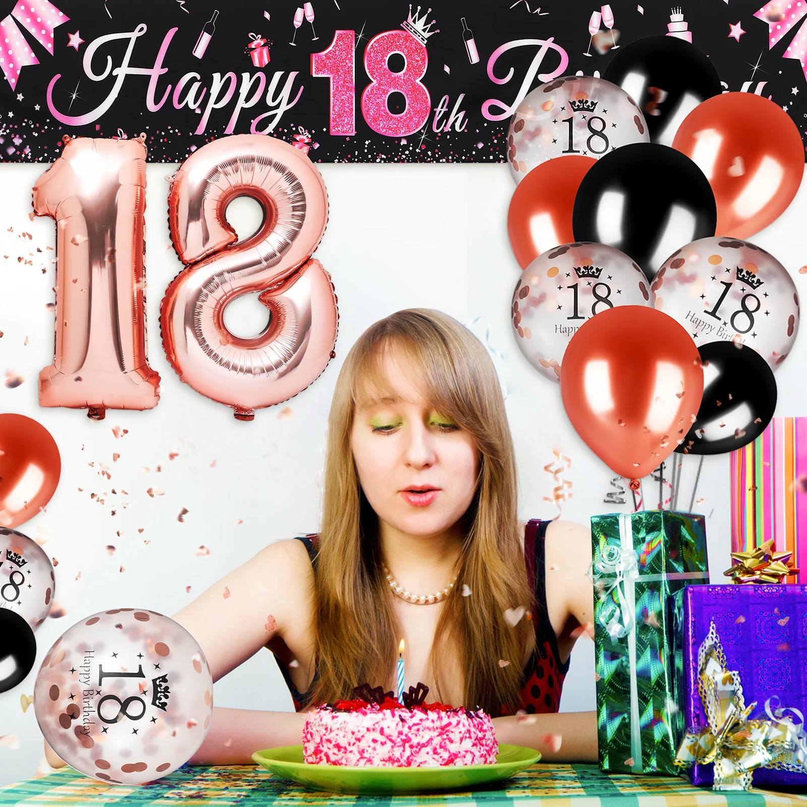 

18th Birthday Party Decoration Kit Exchangeable Numbers Balloons Hanging Banner Home Garden Celebrations Aluminum Foil Balloon