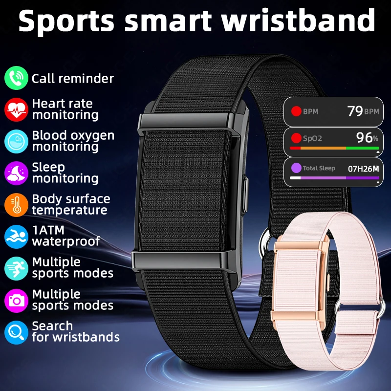 

LIGE Sports Fitness Band Watch No Screen Smart Bracelet Men Women Heart Rate Monitor 1ATM Waterproof Multifunction Wristband