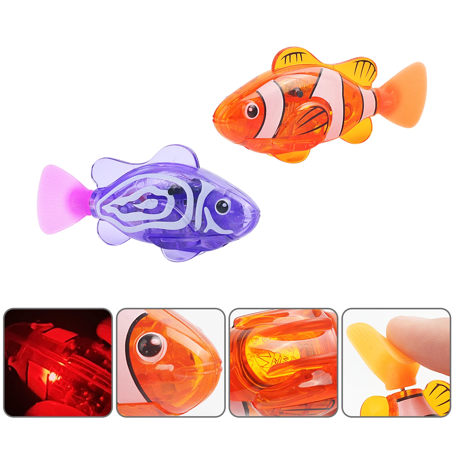 Interactive Robot Fish Toys for Cat/Dog, Activated Swimming in Water with LED Light, Swimming Bath Plastic Fish Toy Gift