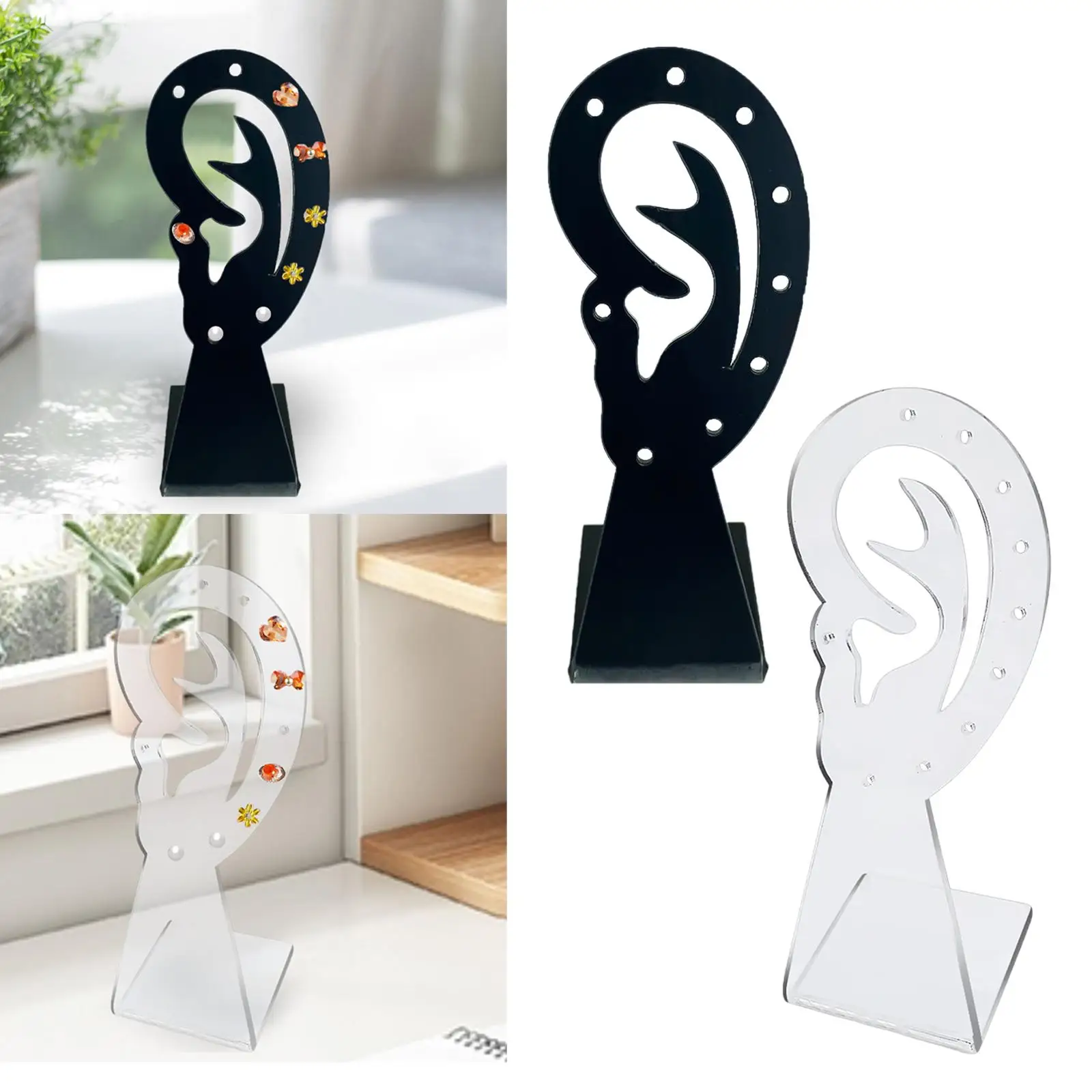 Ear Shape Earring Display Stand Acrylic 4.7inch Height Ear Studs Display Organizer Portable and Delicate