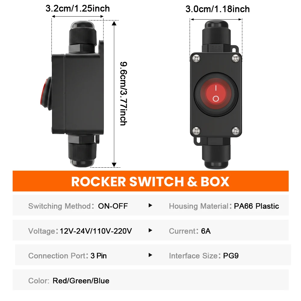 FILN 1PCS KCD1 6A Rocker Switch IP65 Waterproof Box ON-OFF 3 Pin 12V-24V 110V-220V Panel Mount for Trail Car Boat Control Device