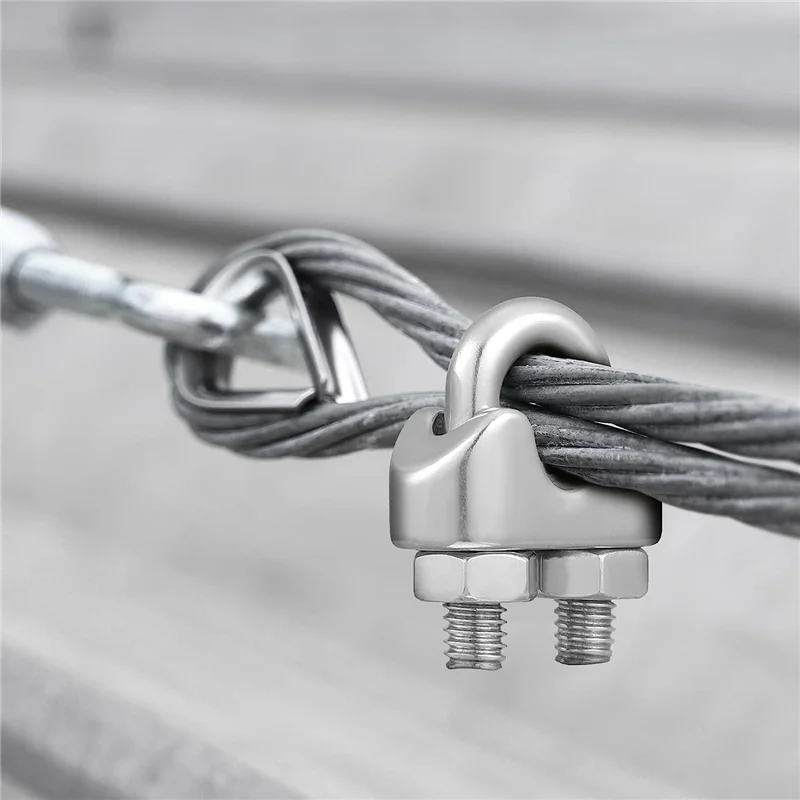 

【NEW】30PCS M3 Stainless Steel Wire Rope Cable Clip Clamp For Wire Rope Rigging Tent Rope Guard Railing System