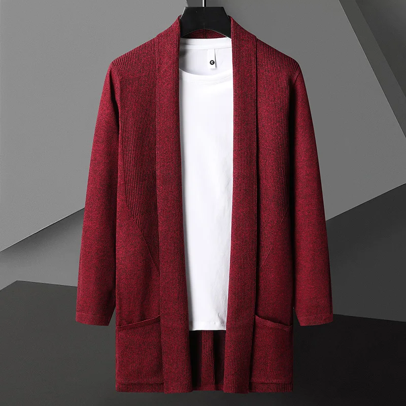 

Spring Autumn Men Casual Fashion Cardigan Sweater Homme Solid Color Knitting Coat Hombre Top Male All-match Outwear