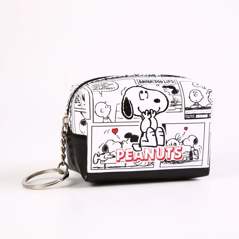Monedero de Snoopy, bonitos auriculares de dibujos animados, bolsas de maquillaje para niñas, bolsa organizadora de llaves pequeña de viaje de Anime para niños, Mini billetera organizadora de Pu