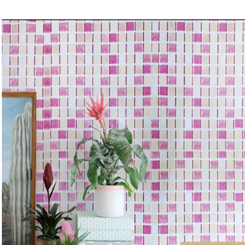 Mosaic Self Adhesive Wall Sticker PVC Wallpaper Kitchen Bathroom Tile Waterproof Plastic Vinyl Contact Paper Home Decoration