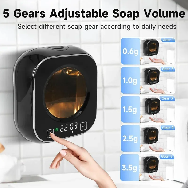Smart Induction Hand Washer Sensor Wall Mounted Foam Infrared Sensor Liquid Soap Dispensers with Temperature Digital Display