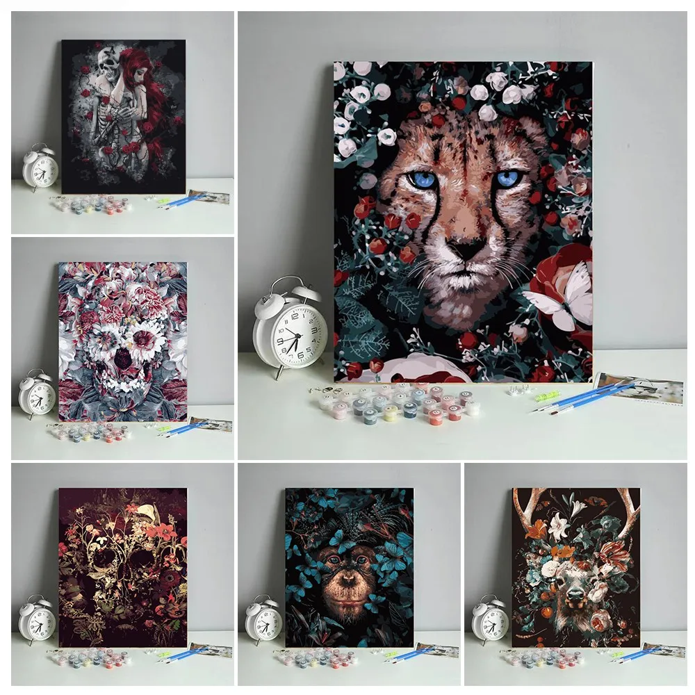 

DIY Painting By Numbers Animal Picture Colouring Zero Basis HandPainted Oil Painting Unique Gift Home Decor