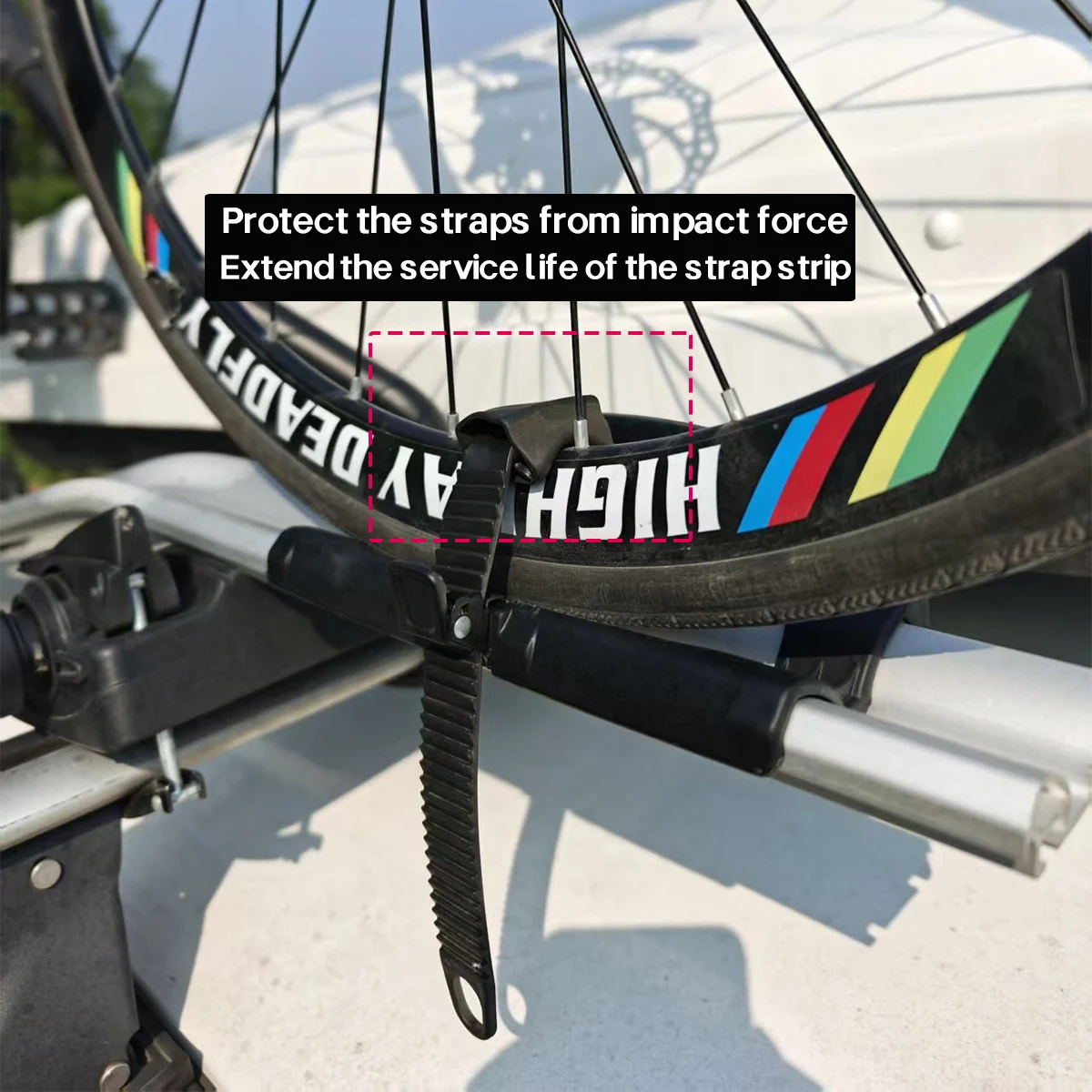 Roof Rack Bike Wheel Adapter Straps with Cushion for Secure Cycling Transport for Thule 599 598 591 568 564 561 532 933 926
