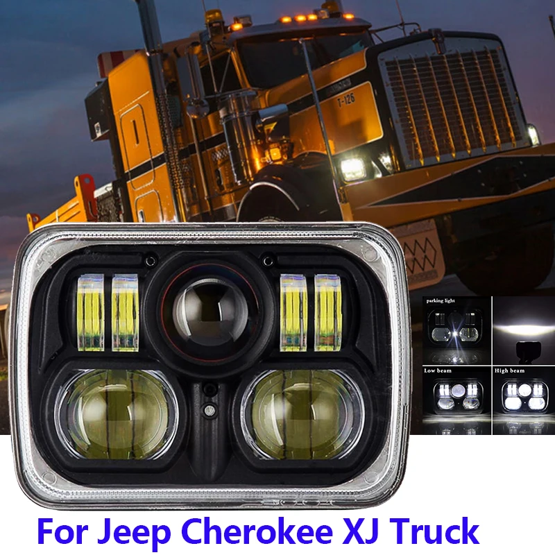 

55 Вт светодиодный 5x7 "7X6" дюймов H4 фара DRL указатель поворота для Jeep Cherokee XJ Wrangler Truck 4X4 Toyota Nissan GMC Ford фара