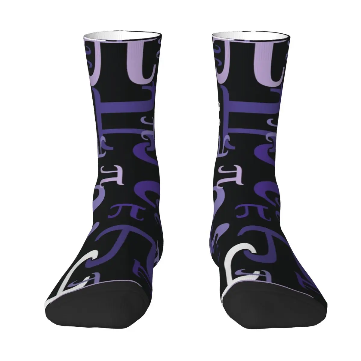 Purple Math Print Socks Vintage Teacher Kawaii Stockings Adults Men Breathable Skateboard Socks Autumn Design Non Slip Socks