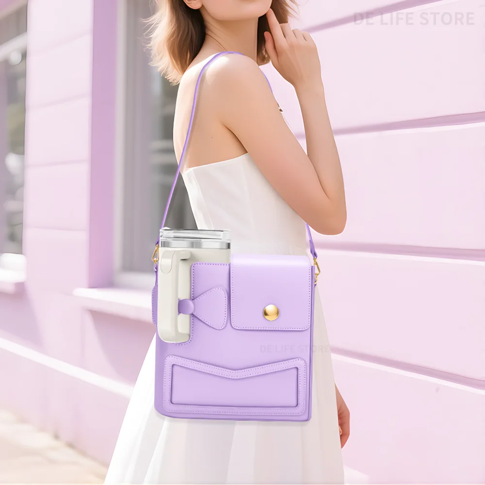 

Luxury Crossbody Bag For Women Leather Handbag With Adjustable Strap Outdoor Water Bottle Carrier Tote Bag For Stanley Cup