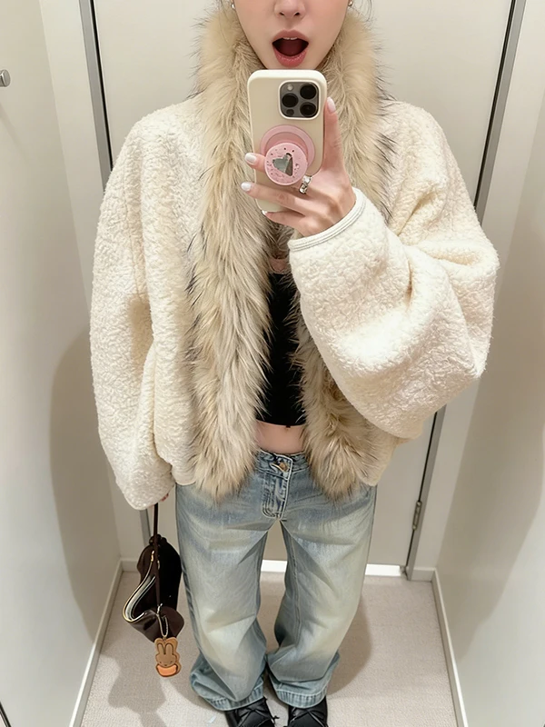 

Французское женское пальто с меховым воротником, утепленное, с длинными рукавами, свободного кроя, универсальное, осенне-зимнее, элегантное, с капюшоном