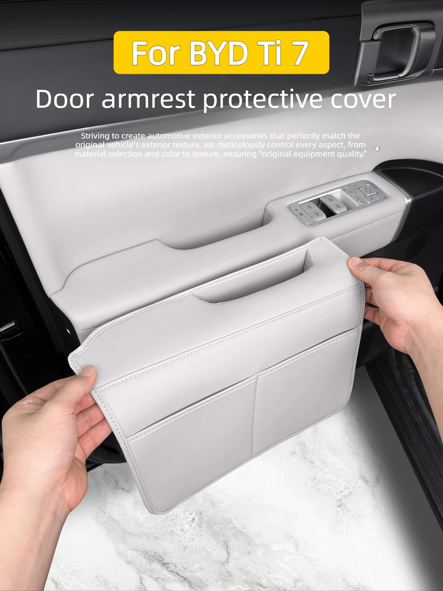 For BYD Ti 7 Leopard 7 Car Door handle protective cover Leather multifunctional protective pad Car Interior modify Accessories