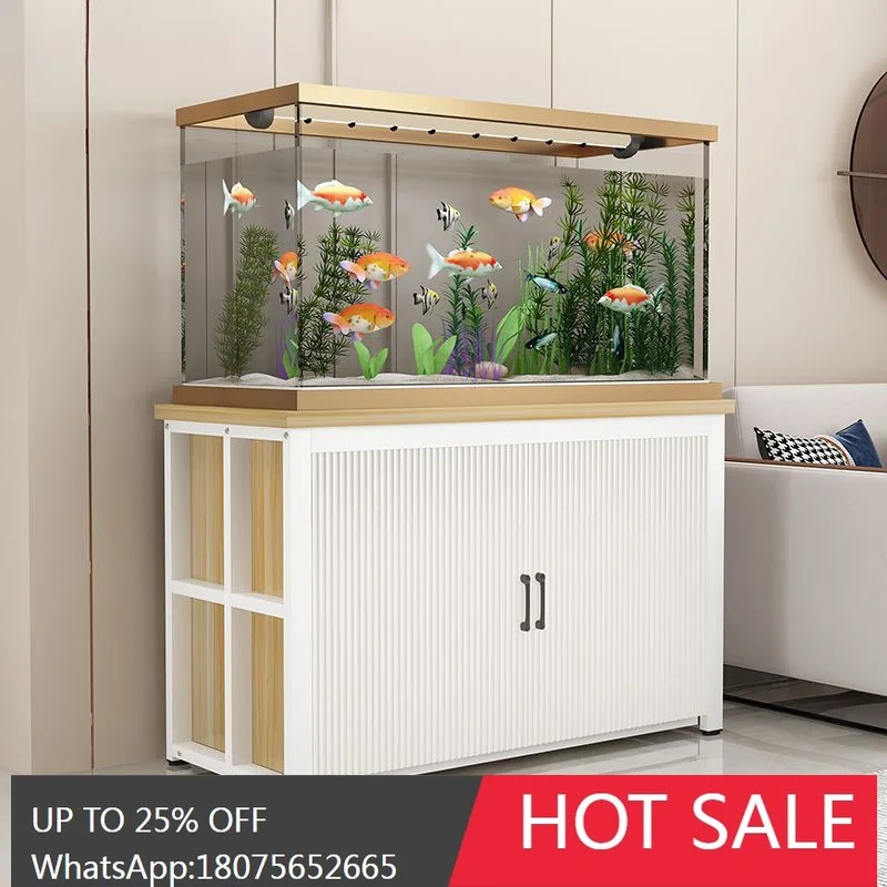 MJY Household Metal and Solid Wood Storage Cabinet Fish Tank Base Cabinet