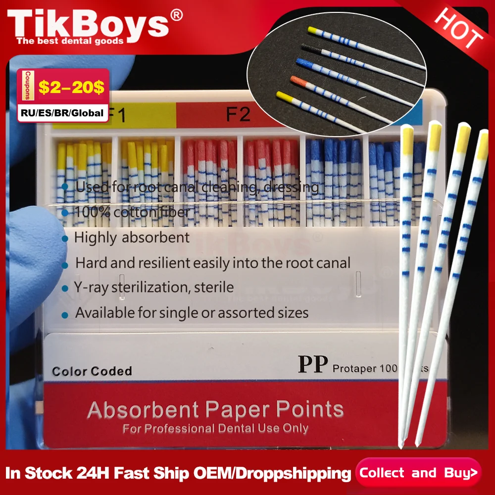 1 Box Dental Absorbent Paper Points Sterile Mixed Sizes 02 04 06 Taper 15-40# For Dentist Use Dentistry Materials With Scale F1