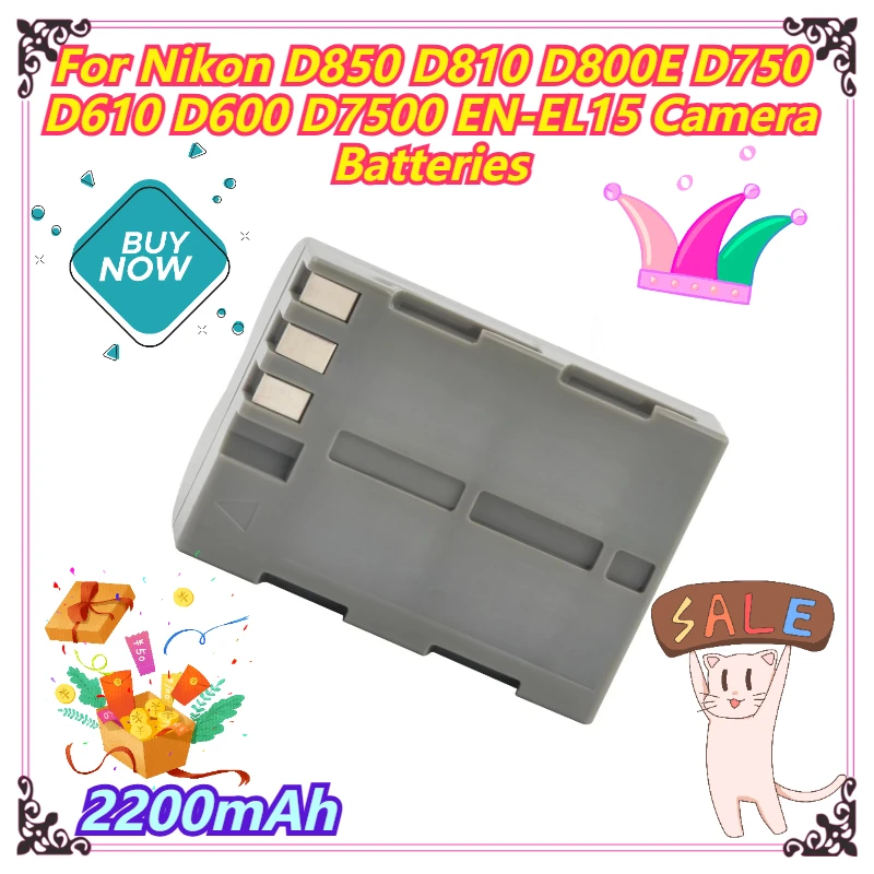 

2200mAh For Nikon D850 D810 D800E D750 D610 D600 D7500 EN-EL15 Camera Batteries