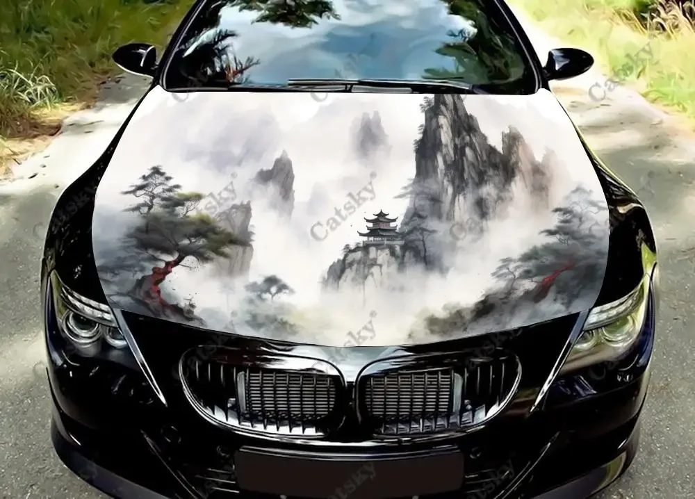 

Landscape Oil Painting Car Hood Vinyl Stickers Wrap Vinyl Film Engine Cover Decals Sticker Universal Car Hood Protective Film