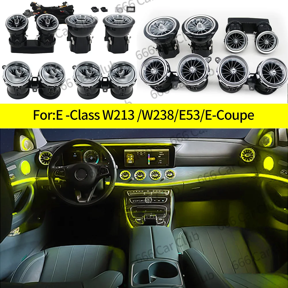 

64 Color LED Air Vent For Mercedes Benz W213 E53 E250 E-Class W238 E-Coupe Indoor Ambient Light Turbine Nozzle Decorative Lamp