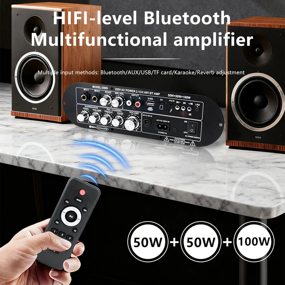 Bluetooth 5.0 Digital Amplifier Board 2.1 Channel 50W*2 100W Large Power Output for Home Sound Systems Adjustable Bass Treble view 3