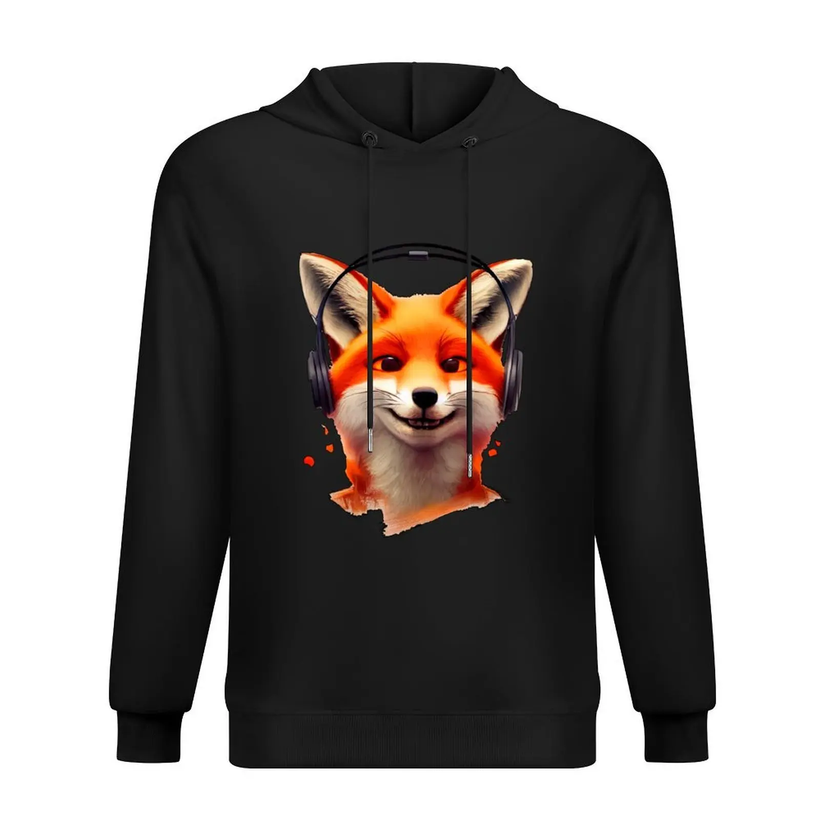 

Smiling Musical Fox with headphones Hoodie men's sweat-shirt japanese style mens designer clothes men's coat men's hoodies