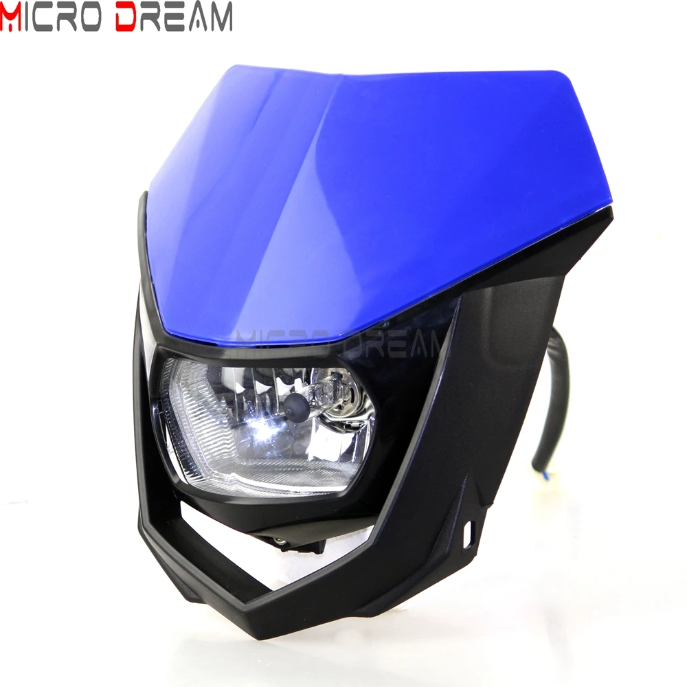 Enduro Cross Halo Headlight Blue Off Road Dual Sports Head Light Headlamp Fairing For XR125 XT350 WR250 WR426 YZ450 DRZ400SM