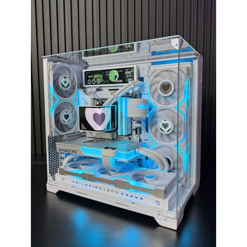 

Компьютерный компьютер с видом на море, чистый белый, 7800X3D 5080, высококачественный настольный компьютер