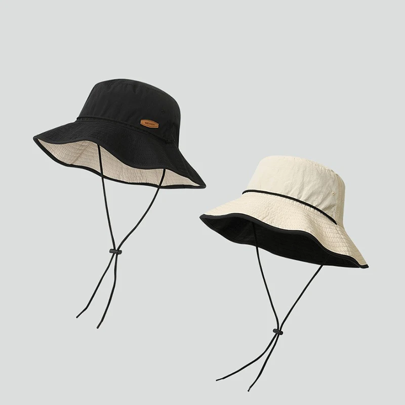Japanese Harajuku Reversible Bucket Hat 9cm Wide Brim Sun Cap Quick Dry Outdoor Camping Hiking UV Protection Foldable Fisherman