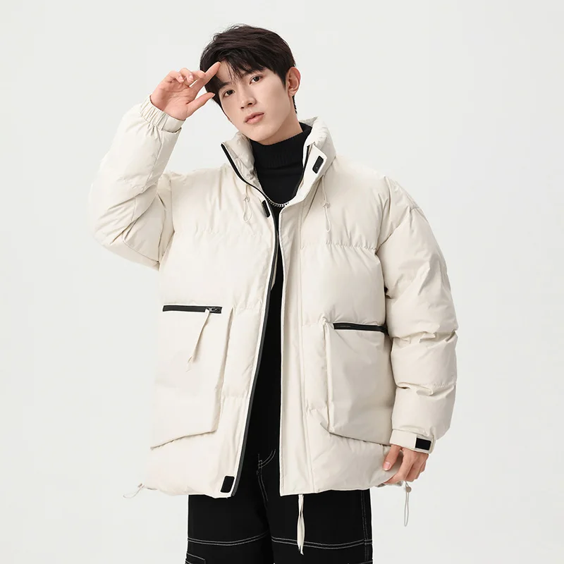 

Мужская фиолетовая хлопковая куртка, корейская модная толстая теплая разноцветная повседневная молодежная парка, зимнее пальто для мужчин, фиолетовая зимняя куртка