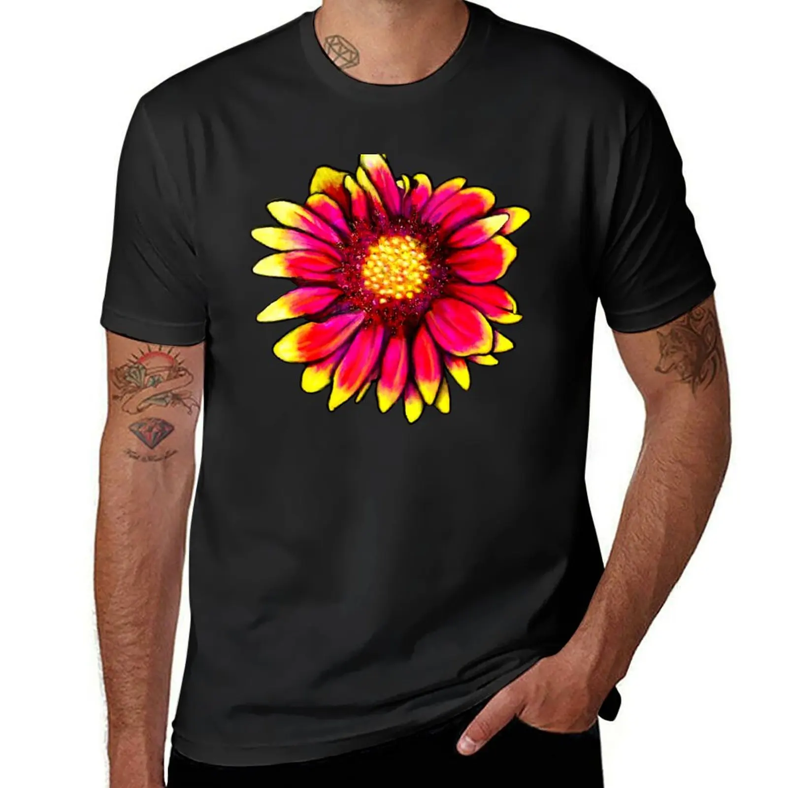 Fields of Red and Yellow T-Shirt blanks quick drying summer tops summer top men workout shirt