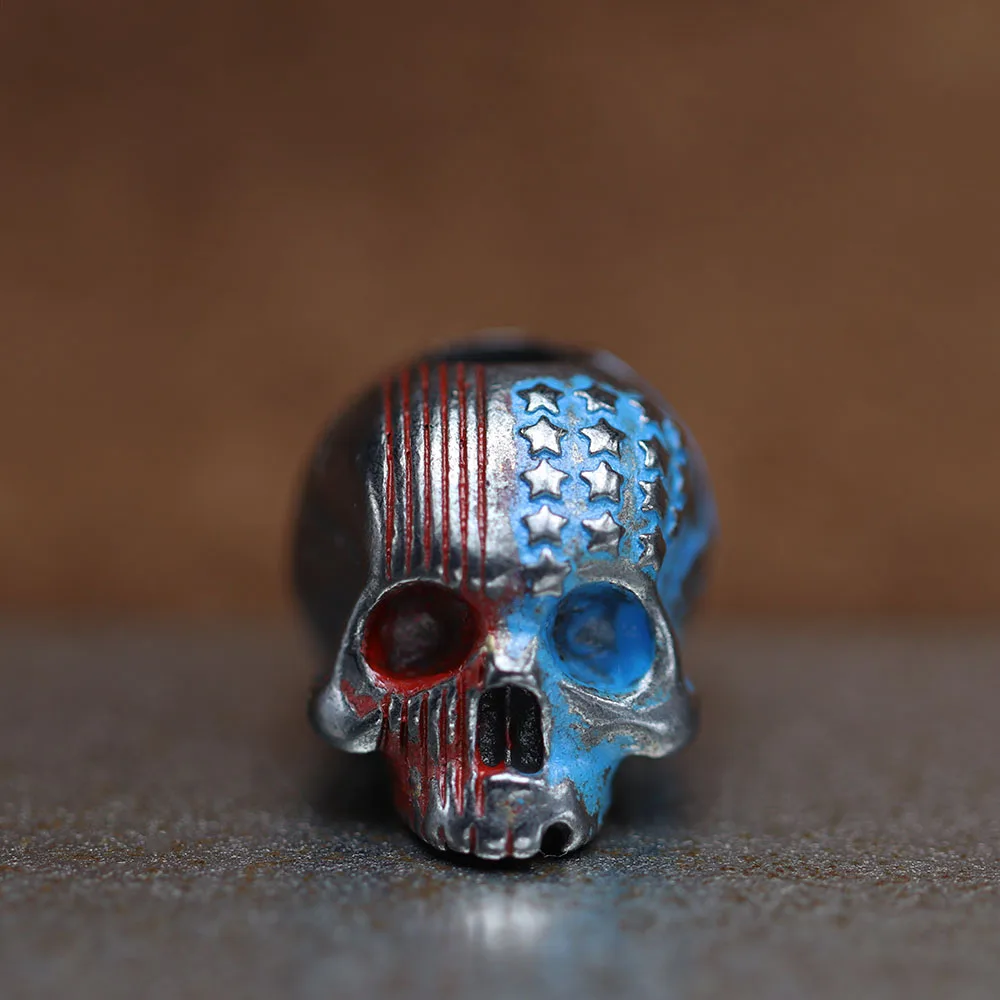 Stars Stripes Skull Head Brass Knife Beads EDC DIY Paracord Woven Bracelets Lanyard Pendants Accessories Outdoor Tool Hangings