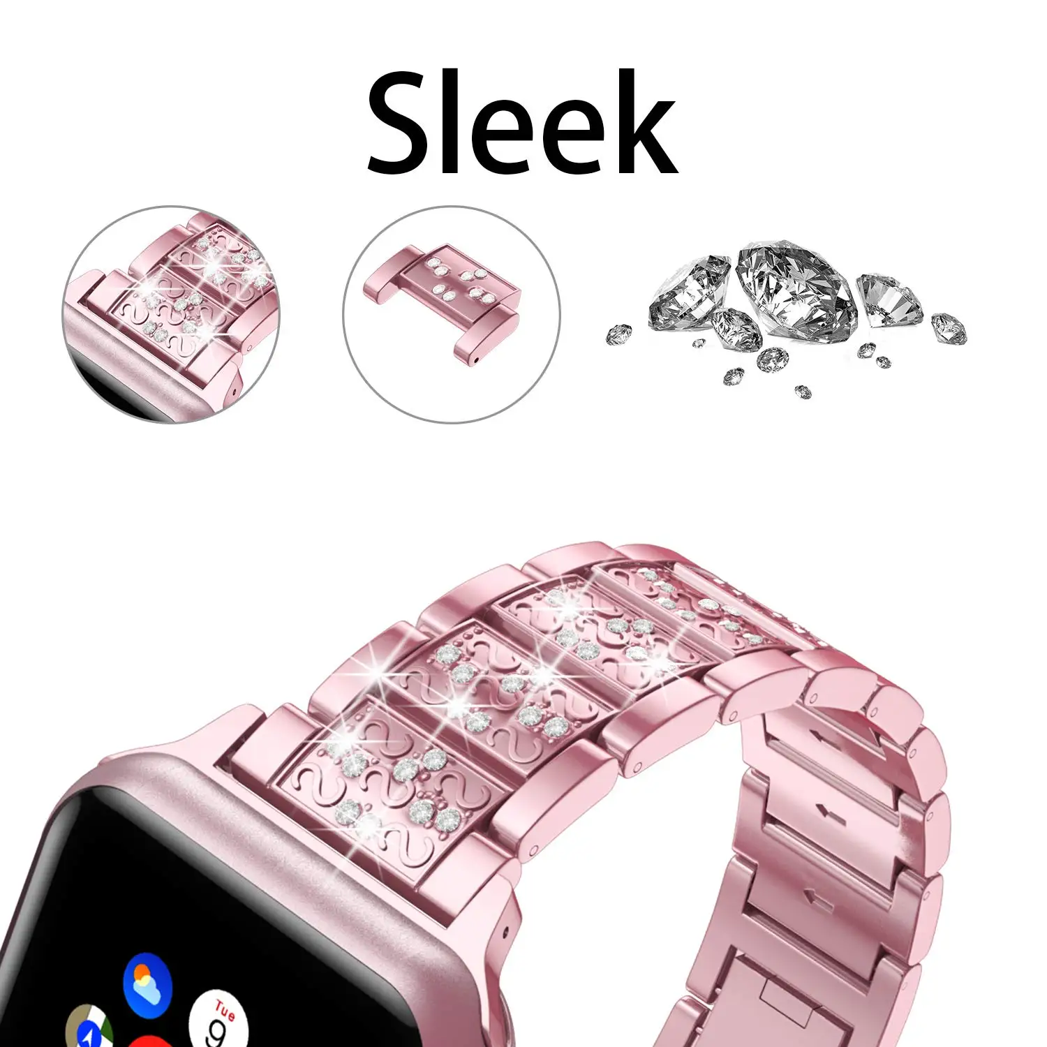 Diamond Case+With Strap For Apple Watch Ultra 2 49mm Band 45mm 41mm 42mm 38mm Stainless Steel Bracelet iWatch SE 6 7 8 9 40 44mm