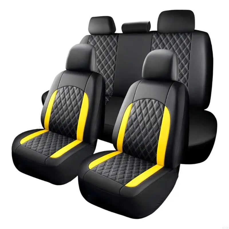 M76E Set mit 2/4/9 PU-Leder-Autositzbezügen, modisches Design für Familienfahrzeuge, SUVs – Detail 2
