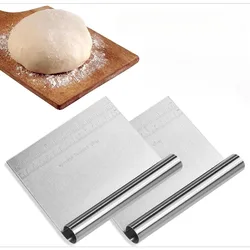 Stainless Steel Dough Pastry Scraper Pizza Cutter Chopper with Measuring Scale Multipurpose Cake Bread Separator Scale Knife