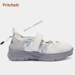 Mixed Color Hook&loop Ballet Bumps Shallow Round Toe Thick Soled Mary Jane Shoes Concise Summer Comfortable Women Sneakers