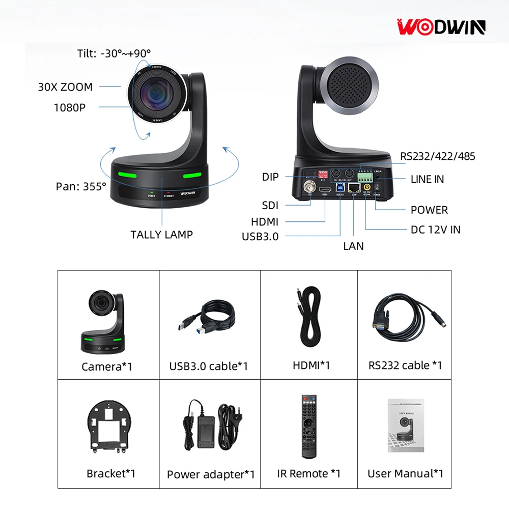 Caméra OEM Full HD 1080P60fps SDI PTZ, USB IP POE, Zoom 12X 20X 30X, système de conférence pour 18 vidéos XXX