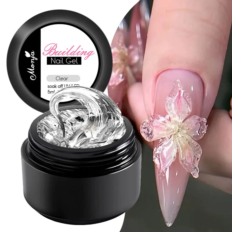 5/15ml Clear Non-Stick Hand Extension Gel Nail Polish 3D Shaping/Sculpting/Carving UV/LED Gel Milky Jelly Hard Gel Manicure DIY