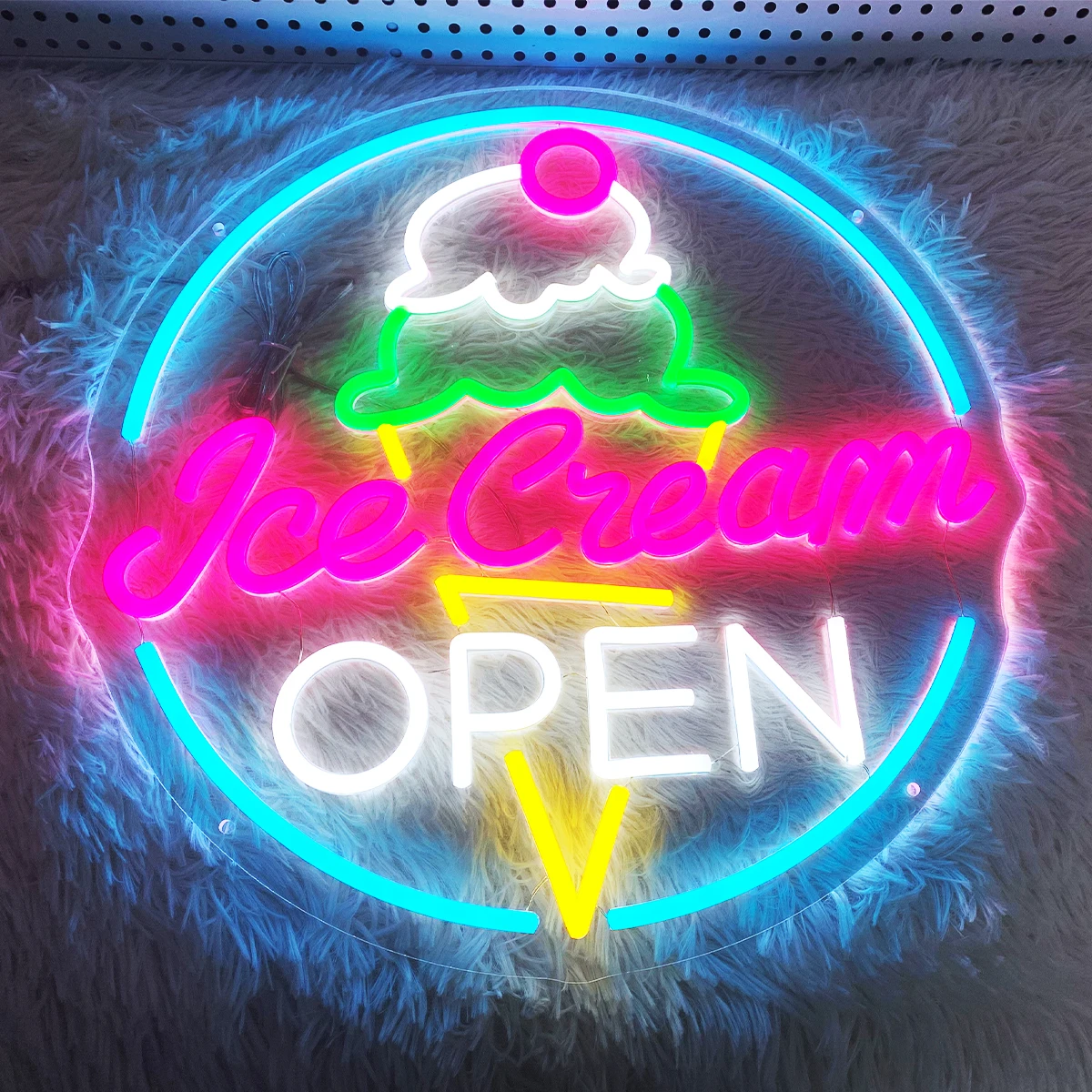 Ice cream open letters neon sign custom shop logo dessert shop decorations to make your store more shiny