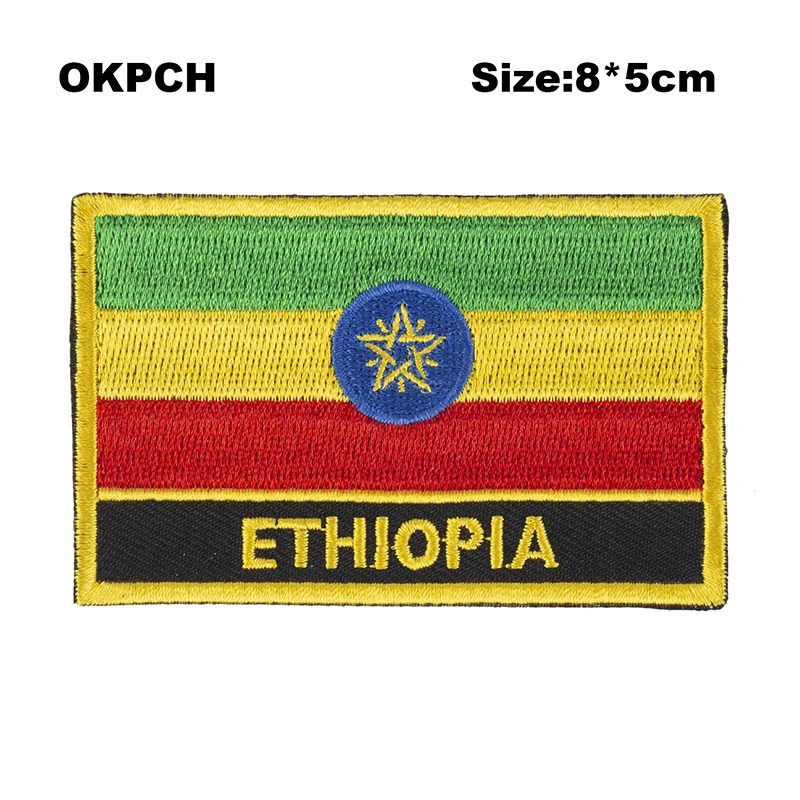 Ethiopia Flag Embroidery Patches Iron on Saw on Transfer patches Sewing Applications for Clothes in Home&Garden